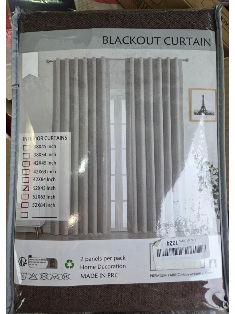 Blackout Curtain 52x45 Inch 2 Panels Premium Fabric 100% Polyester Home Decorati